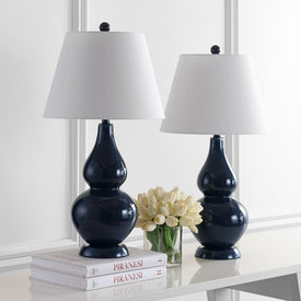 Cybil Two-Light Double Gourd Table Lamps Set of 2 - Navy