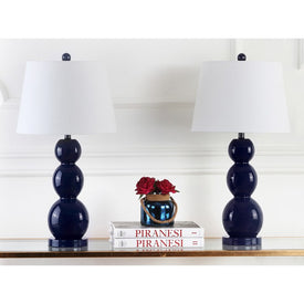 Jayne Two-Light Three Sphere Glass Table Lamps Set of 2 - Navy