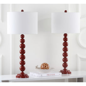 Jenna Two-Light Stacked Ball Table Lamps Set of 2 - Red