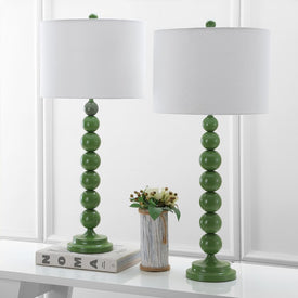 Jenna Two-Light Stacked Ball Table Lamps Set of 2 - Green