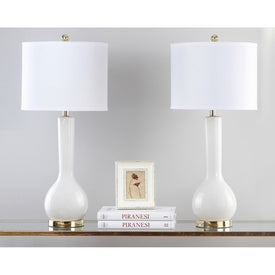 Mae Two-Light Long Neck Ceramic Table Lamps Set of 2 - White