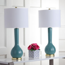 Mae Two-Light Long Neck Ceramic Table Lamps Set of 2 - Marine Blue
