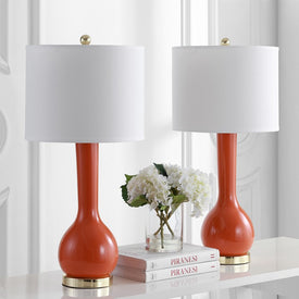 Mae Two-Light Long Neck Ceramic Table Lamps Set of 2 - Blood Orange