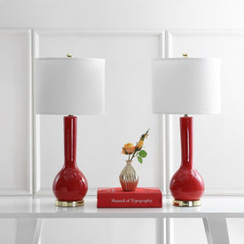 Mae Two-Light Long Neck Ceramic Table Lamps Set of 2 - Red