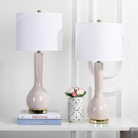 Mae Two-Light Long Neck Ceramic Table Lamps Set of 2 - Light Gray