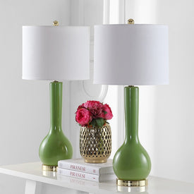 Mae Two-Light Long Neck Ceramic Table Lamps Set of 2 - Green