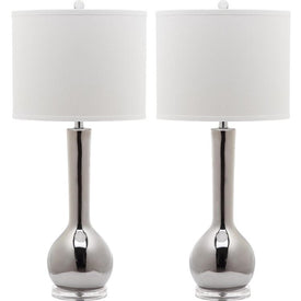 Mae Two-Light Long Neck Ceramic Table Lamps Set of 2 - Silver
