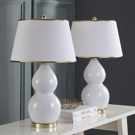 Jill Two-Light Double- Gourd Ceramic Table Lamps Set of 2 - White