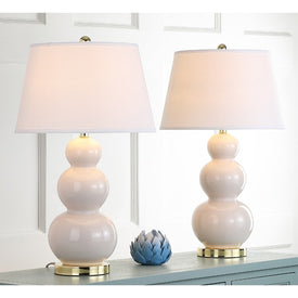 Pamela Two-Light Triple Gourd Ceramic Table Lamps Set of 2 - Light Gray