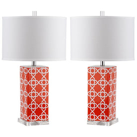 Quatrefoil Two-Light Table Lamps Set of 2 - Orange