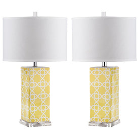 Quatrefoil Two-Light Table Lamps Set of 2 - Yellow