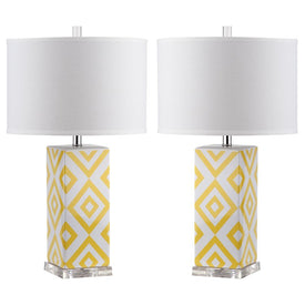 Diamonds Two-Light Table Lamps Set of 2 - Yellow