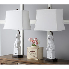 Foo Dog Two-Light Table Lamps Set of 2 - White