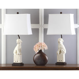 Foo Dog Two-Light Table Lamps Set of 2 - Cream