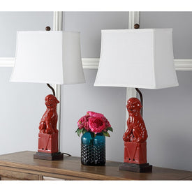 Foo Dog Two-Light Table Lamps Set of 2 - Red