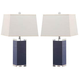Deco Two-Light Leather Table Lamps Set of 2 - Navy