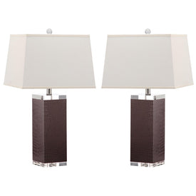 Deco Two-Light Leather Table Lamps Set of 2 - Brown