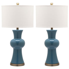 Lola Two-Light Column Table Lamps Set of 2 - Blue