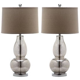 Mercurio Two-Light Double Gourd Table Lamps Set of 2 - Ivory/Silver