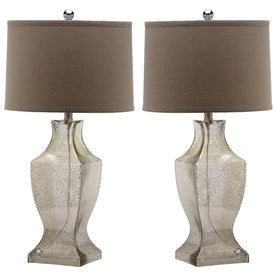 Glass Two-Light Bottom Table Lamps Set of 2 - Ivory/Silver