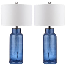 Bottle Two-Light Glass Table Lamps Set of 2 - Blue