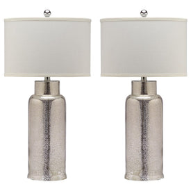 Bottle Two-Light Glass Table Lamps Set of 2 - Ivory/Silver