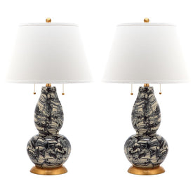 Color Swirls Four-Light Glass Table Lamps Set of 2 - Black/White