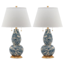 Color Swirls Four-Light Glass Table Lamps Set of 2 - Light Blue/White