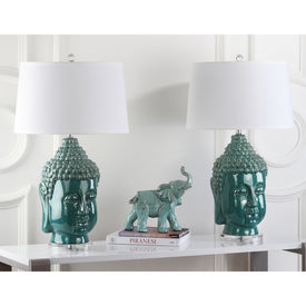 Serenity Two-Light Buddha Table Lamps Set of 2 - Blue