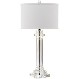 Nina Single-Light Crystal Column Table Lamp - Clear