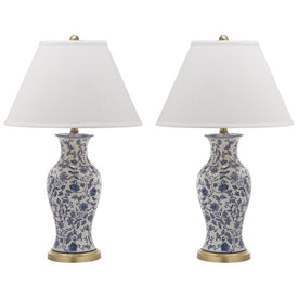 Beijing Two-Light Floral Urn Table Lamps Set of 2 - Blue/White