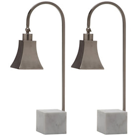 Charley Two-Light Desk Table Lamps Set of 2 - Nickel/White Marble