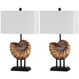 Nautilus Two-Light Shell Table Lamps Set of 2 - Light Brown