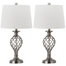 Lattice Two-Light Urn Table Lamps Set of 2 - Nickel