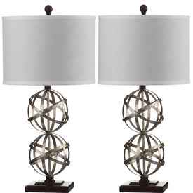 Haley Two-Light Double Sphere Table Lamps Set of 2 - Antique Silver