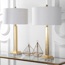 Perri Two-Light Crystal Base Table Lamps Set of 2 - Gold