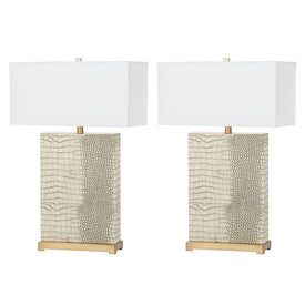 Joyce Two-Light Faux Alligator Table Lamps Set of 2 - Cream