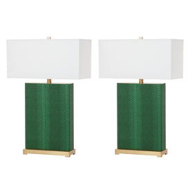 Joyce Two-Light Faux Snakeskin Table Lamps Set of 2 - Dark Green