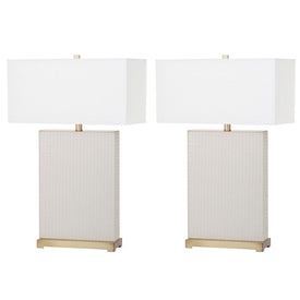 Joyce Two-Light Faux Woven Leather Table Lamps Set of 2 - Cream