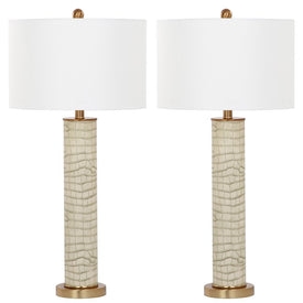 Ollie Two-Light Faux Alligator Table Lamps Set of 2 - Cream