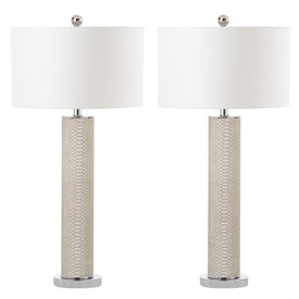 Ollie Two-Light Faux Snakeskin Table Lamps Set of 2 - Cream