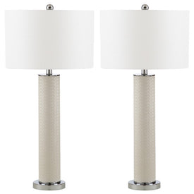 Ollie Two-Light Faux Woven Leather Table Lamps Set of 2 - Cream