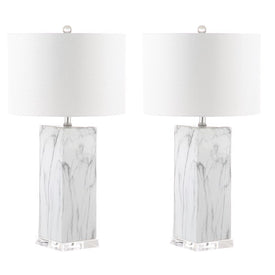 Olympia Two-Light Marble Table Lamps Set of 2 - Black/White Marble