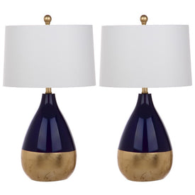Kingship Two-Light Table Lamps Set of 2 - Navy/Gold