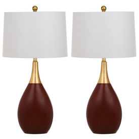 Medallion Two-Light Table Lamps Set of 2 - Gold/Walnut