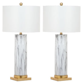 Sonia Two-Light Faux Marble Table Lamps Set of 2 - Black/White