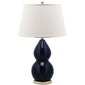 Jill Single-Light Double- Gourd Ceramic Table Lamp - Navy