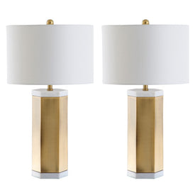 Alya Two-Light Table Lamps Set of 2 - White/Brass Gold