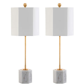 Magdalene Two-Light Marble Table Lamps Set of 2 - White/