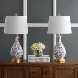 Avi Single-Light Table Lamps Set of 2 - Blue/White
